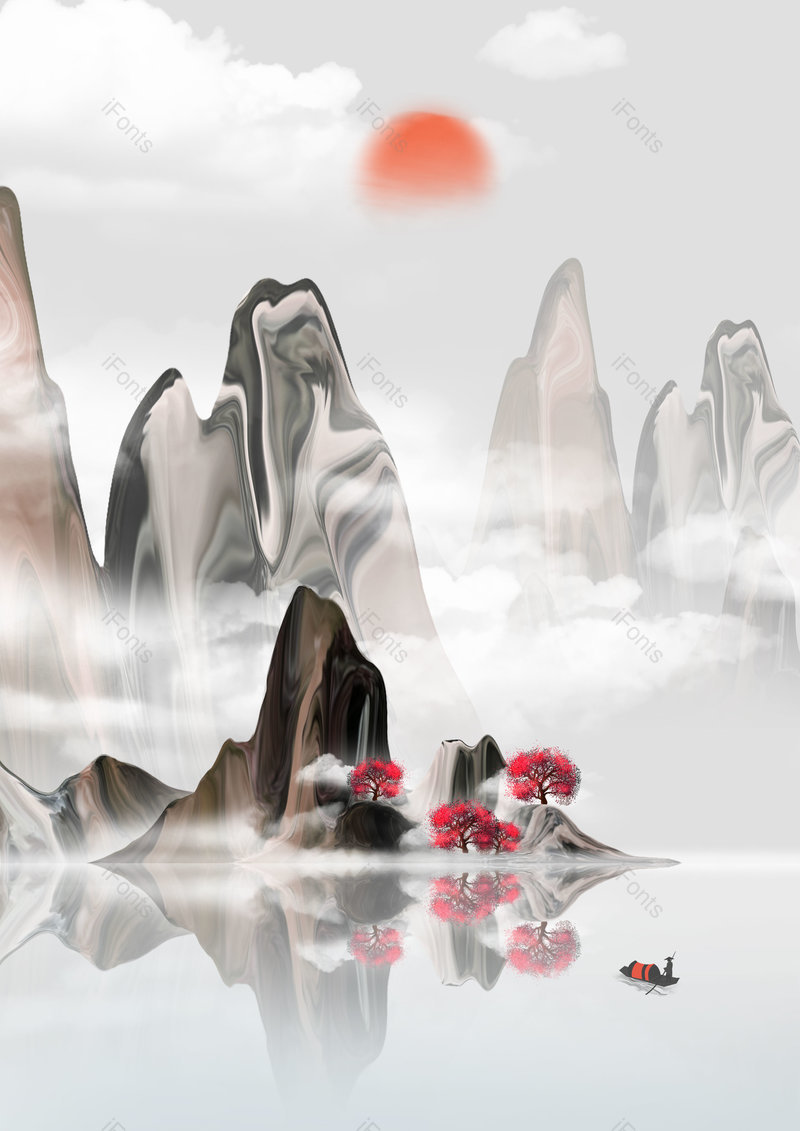中国风手绘意境风景山水插画背景设计,插画/手绘图,插画/手绘图库,插画/手绘图下载,插画/手绘